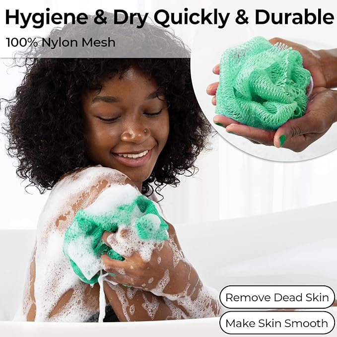 African Net Sponge Authentic - Afro Scrub Exfoliating Net Sponge with Knots - African Bath Sponges for Body Scrubber Exfoliator - Back Scrubber for Shower Bathing Accessories