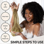 African Net Sponge Authentic - Afro Scrub Exfoliating Net Sponge with Knots - African Bath Sponges for Body Scrubber Exfoliator - Back Scrubber for Shower Bathing Accessories