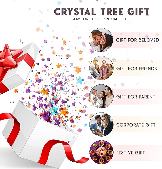FASHIONZAADI Seven Chakra Crystal Tree Birthday Gifts for Women, Healing Crystal Tree of Life Sister Gifts Room & Home Decor Gift for Mom Her Positive Energy New Home House Warming Gift Women Unique