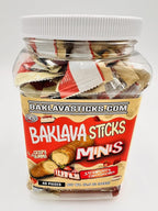 Baklava Sticks Minis, Strawberry Cheesecake Cream Crispy Phyllo Dough, 15.6 oz (40 Pieces) (FULL JAR 40 minis, Strawberry Cheesecake)