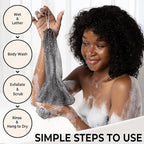 African Net Sponge Authentic - Afro Scrub Exfoliating Net Sponge with Knots - African Bath Sponges for Body Scrubber Exfoliator - Back Scrubber for Shower Bathing Accessories