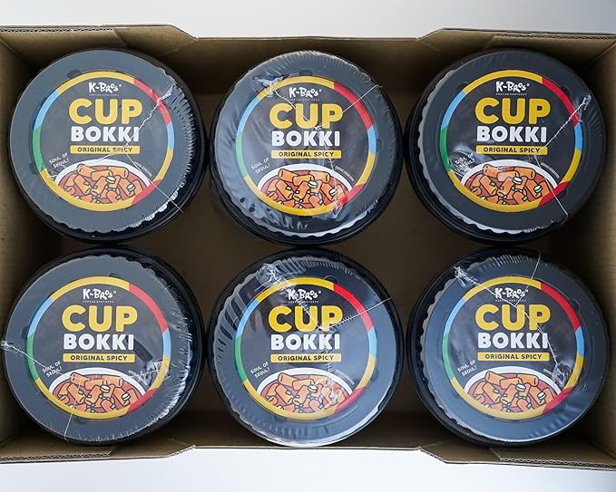 CupBokki Korean Tteokbokki Rice Cakes, Spicy Flavor, 6 Pack - Authentic Spicy Korean Rice Cake Jjajang from the Korean Bros (떡볶이)
