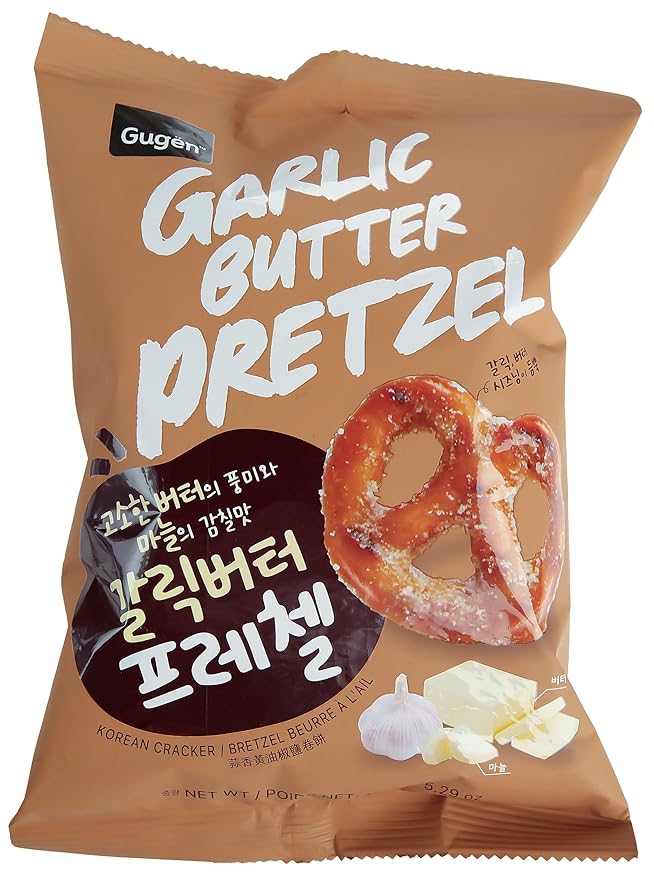 Korean Garlic Butter Pretzels, Korean Crunchy Snack, Rich Garlic and Buttery Flavor
