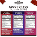 Buck Naked Bears - Gummy Candy 3-Pack - Cherry Kombucha & Huckleberry Lavender - Soft, Smooth, Fruity Snack - 3.5oz Each