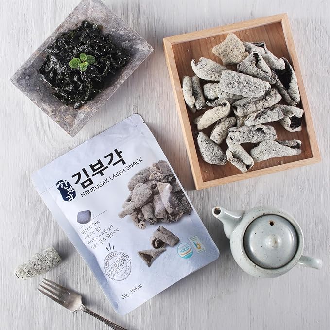 [HANBUGAK] Laver Snack, Crispy Laver Chips, Laver Bugak, Korean Traditional Snack, No Artificial Preservatives, 5.29 oz (1.05 oz X 5ea)