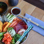 5 Pairs Blue Dragon Chopsticks Set Stainless Steel 316 Reusable Kitchen Eating Utensils Non Slip Chop Sticks Dishwasher Safe Tableware Gift Set 9.26 inches