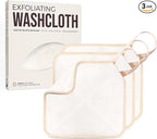 ZOMCHI Exfoliating Washcloth for Face and Body, Dual Function Wash Cloth with Soft and Rough Sides, Exfoliating Scrub Bath Towels, Washcloth with Loop (White, 3 Pack)