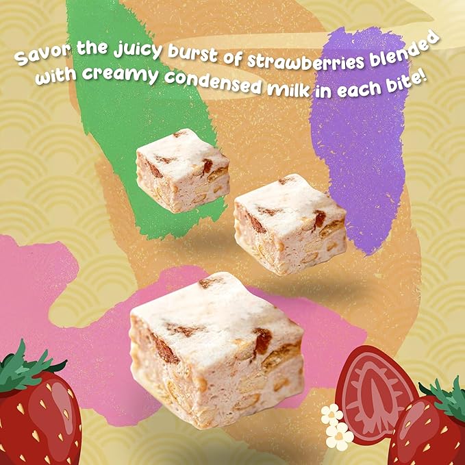 Mayde Shu Shin Bou Snowflake Cake, Taiwanese Snacks, Strawberry Condensed Milk Flavor, 18 count, 1 pack