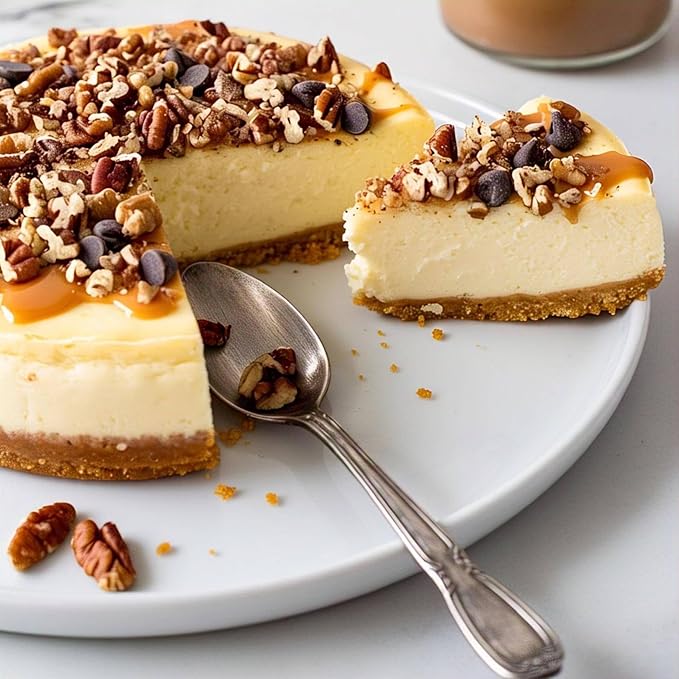 Andy Anand Luxurious 9" Turtle Cheesecake | Freshly Baked With California Cream Cheese, Chocolate Chips, Nuts & Caramel | No Preservatives, All-Natural Ingredients | Exquisitely Rich & Decadent (2 lb)
