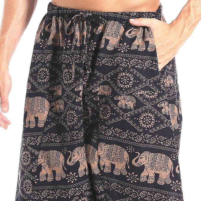 AITFINEISM Men's Drawstring Aladdin Hippie Harem Pants Loose Drop Crotch Trousers