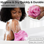 African Net Sponge Authentic - Afro Scrub Exfoliating Net Sponge with Knots - African Bath Sponges for Body Scrubber Exfoliator - Back Scrubber for Shower Bathing Accessories