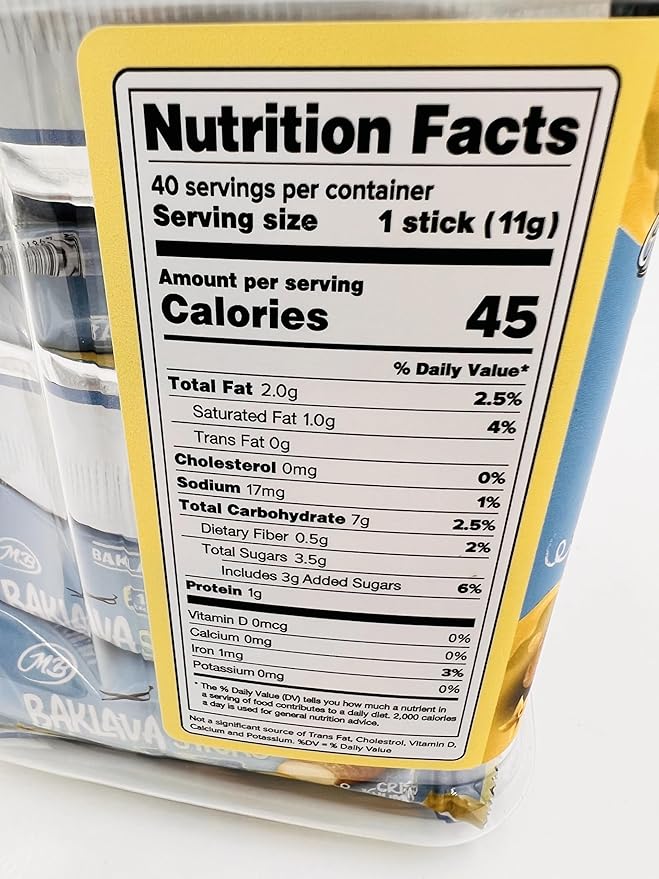 Baklava Sticks Minis, Vanilla Cream Crispy Phyllo Dough, 15.6 oz (40 Pieces) (FULL JAR 40 minis, Vanilla)