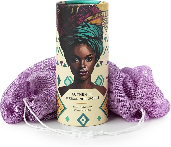 African Net Sponge Authentic - Real African Exfoliating Body Scrubber Sponge with Knots - Shower Washcloths for Exfoliator - Body Care Bathing Accessories