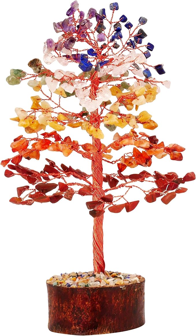 FASHIONZAADI Premium Crystal Tree of Life – 7 Chakra Tree for Healing, Harmony, Positive Energy, Luck & Manifestation – Spiritual Gifts for Women