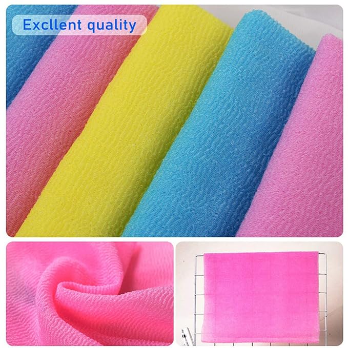 ARCH&M 12-Pack Premium Nylon Exfoliating Towel - 35-Inch Quick-Dry, Hygienic Japanese Washcloth for Body & Back - Durable, Machine Washable, Long-Lasting