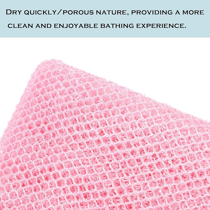 African Exfoliating Net,JASSINS African Sponge Net,Body Exfoliating Long Net Shower Body Scrubber Back Scrubber Skin Smoother (Coffee + Pink)
