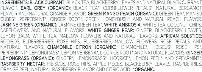 Tea Forte Tea Tasting Assortment Presentation Box Tea Gift Set Sampler, 20 Count 2 of Each Variety Individually Wrapped Handcrafted Pyramid Infuser Bags