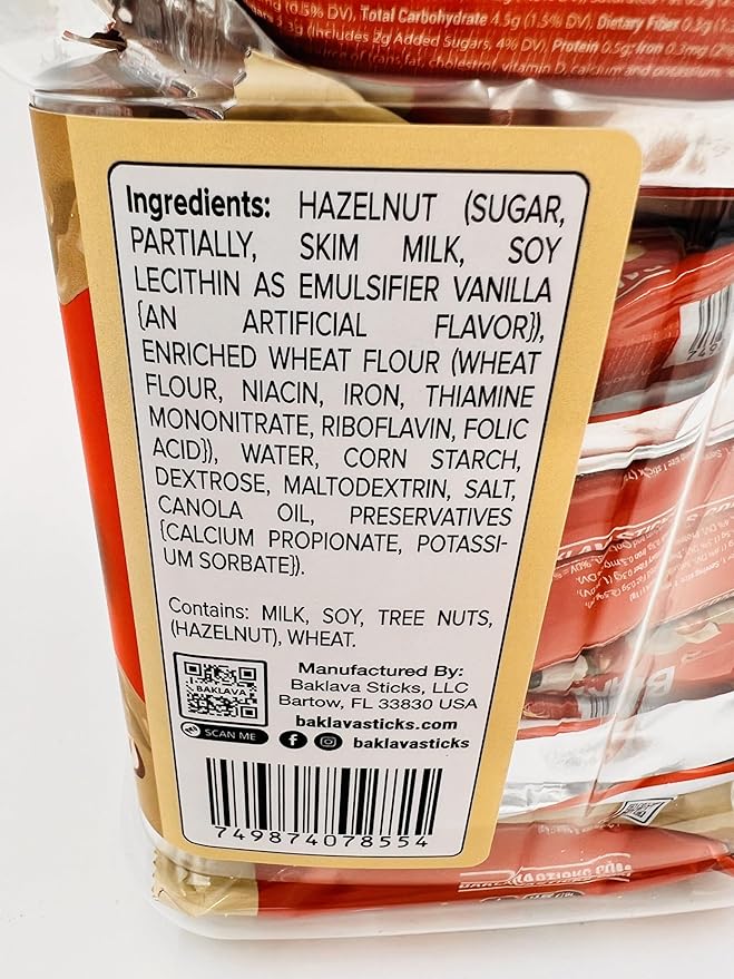 Baklava Sticks Minis, Bueno Cream Crispy Phyllo Dough, 15.6 oz (40 Pieces) (FULL JAR 40 minis, Bueno)