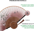 Amajiji 8.27"(21cm) Hand Held Bamboo Silk Folding Fan Hand Fan,Chinese/Japanese Charming Elegant Vintage Retro Style,Women Ladys Girls Best Gifts (Brown Grassflower)