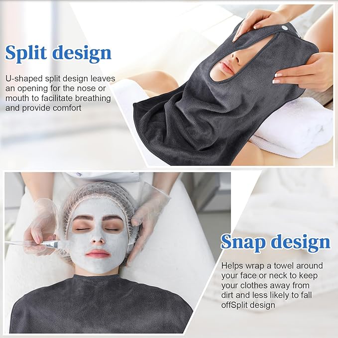 12 Pieces Facial Towels Split Design Soft Esthetician Towels Removing Spa Microfiber Face Cloth for Home Salon Facial Steam Massage and Cleansing(Dark Gray)