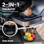 2 in 1 Propane Gas BBQ Grill with Side Burner & Porcelain-Enameled Cast Iron Grate, 4-Burner Flat Top Griddle, 46,700 BTU Outdoor Barbecue Propane Griddle Grill Combo for Camping, Patio, Backyard