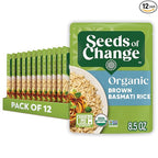 SEEDS OF CHANGE Certified Organic Brown Basmati Rice, Organic Food, 8.5 OZ Pouch (Pack of 12)
