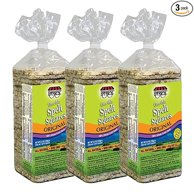 Only Kosher Candy Ultra Thin Whole Spelt Cakes Squares, (Pack of 3)