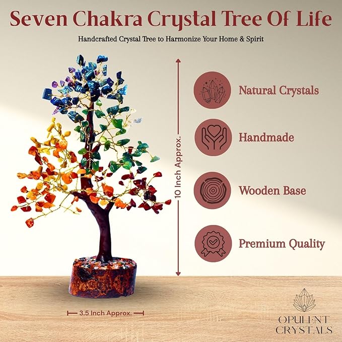 7 Chakra Crystal Tree of Life –Unique Handmade Spiritual Birthday Gifts for Women&Mom- Healing Crystal Gemstone Bonsai for Positive Energy,Good Luck–Feng Shui Home & Office Decor,Housewarming Gifts