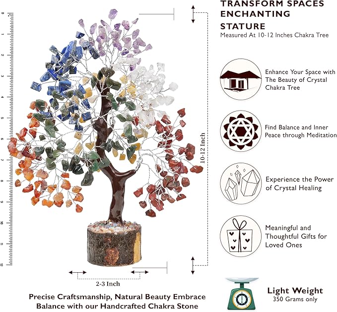FASHIONZAADI Crystal Tree of Life 7 Chakra Healing Crystal Trees for Home Decor, Office Desk Decor Handmade Bonsai Trees for Positive Energy, Money, Good Luck Birthday Gifts for Women, Mom