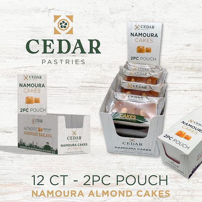 Cedar Pastries 2-Pack On-The-Go Almond Namoura Cakes (Case of 12)