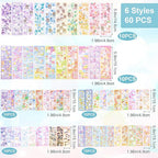 60 Sheets Korean Stickers Kpop Deco Stickers for Photocard Self Adhesive Colorful Stickers Cute Korean Stickers with Rabbit Bear Flower Cake for DIY Arts Craft Cards Scrapbooking Valentine Gift