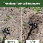 66in Rotary Cultivator with Tempered Spring Steel Tines and Adjustable Stainless Steel Handle Manual Garden Tiller Tool for Loosening Soil Mixing Fertilizer
