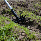 66in Rotary Cultivator with Tempered Spring Steel Tines and Adjustable Stainless Steel Handle Manual Garden Tiller Tool for Loosening Soil Mixing Fertilizer