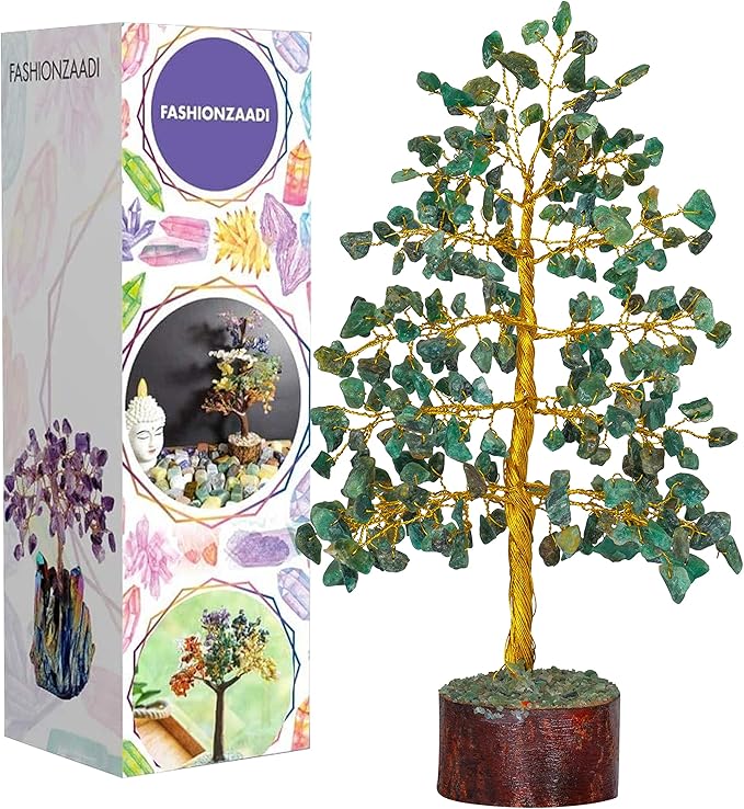 FASHIONZAADI Green Aventurine Crystal Tree, Crystals and Stones, Gem Tree, Healing Gemstones and Crystals Home Decor, Meditation Decor, Spiritual Gifts for Women, Good Luck Gift