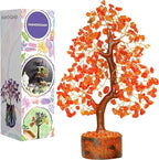 FASHIONZAADI Carnelian Healing Crystal Handmade Bonsai Tree for Positive Energy, Crystal Tree of Life Home and Office Feng Shui Decor, Good Luck, Money, Christmas Decor, Birthday Gifts for Women, Mom