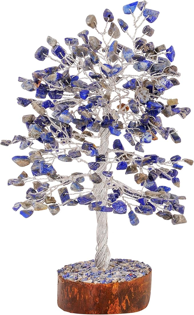 FASHIONZAADI Lapis Lazuli Tree - Crystal Chakra Tree of Life - Gemstone Feng Shui Decor - Chakra Home Decor - Crystal Gifts for Women, Spiritual Gift