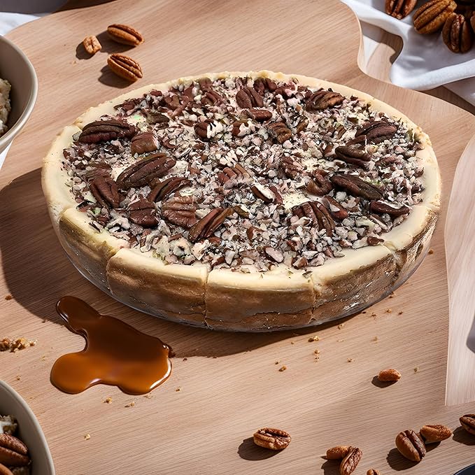 Andy Anand Caramel Pecan Cheesecake 9" | Freshly Baked, All-Natural | Made with Real California Cream Cheese, No Chemicals or Preservatives | Amazingly Delicious & Decadent (2.8 lbs)