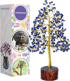 FASHIONZAADI Lapis Lazuli Crystal Tree - Blue Crystal Spiritual Gifts - Meditation Decor - Good Luck Fortune Tree - Feng Shui - Natural Gemstone - Prosperity Stones