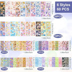 60 Sheets Heart Kpop Stickers for Photocards Kawaii Rabbit Bear Korean Deco Stickers Self Adhesive Card Valentines Stickers for Scrapbooking Arts Craft Gift Teens