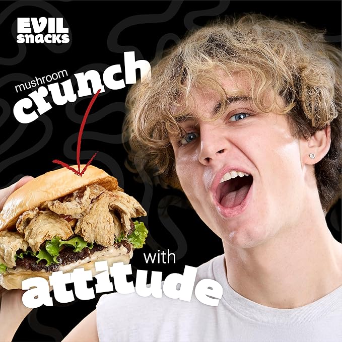 EVIL SNACKS Crunchy Mushroom Chips - Original, Non-GMO Project Verified, Plant-Based, Vegan, Gluten-Free - Nutrient-Packed, On-the-Go Snack - 2 Oz (3 Pack)