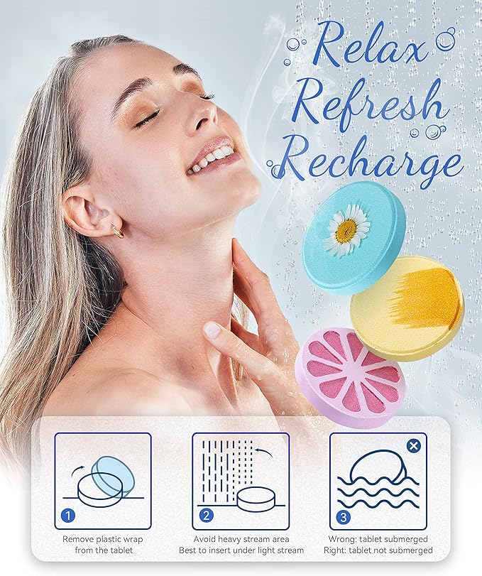 Aofmee Shower Steamers Aromatherapy - Pack of 8 Shower Bombs with Essential Oils for Relaxation, Christmas Gifts Birthday Gifts for Women and Men, Stress Relief and Luxury Self Care Shower Bath Bombs