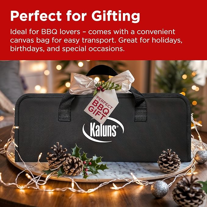 Kaluns Grilling Accessories, Dad Gifts for Christmas Grilling Gifts, Heavy Duty Stainless Steel Grill Set BBQ Grill Accessories for Outdoor Grill with Storage Case and Apron, Best Gifts for Men Dad