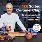 IQBAR x Chef Thomas Keller - Brain and Body Plant Protein Bars - Salted Caramel Chip - 12-Count, Low Carb, High Fiber, Gluten Free, Vegan Snacks - Low Sugar High Protein - Low Calorie Keto Energy Bars