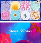 Aofmee Shower Steamers Aromatherapy - Pack of 8 Shower Bombs with Essential Oils for Relaxation, Christmas Gifts Birthday Gifts for Women and Men, Stress Relief and Luxury Self Care Shower Bath Bombs