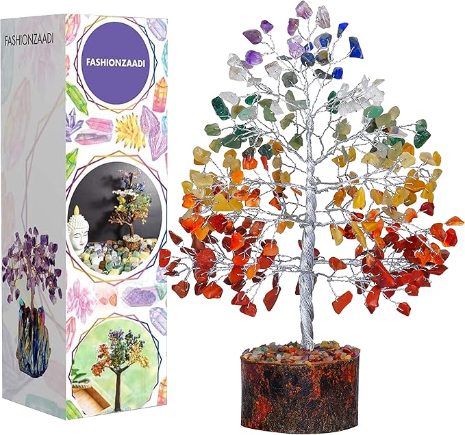 FASHIONZAADI Seven Chakra Crystal Tree Birthday Gifts for Women, Healing Crystal Tree of Life Sister Gifts Room & Home Decor Gift for Mom Her Positive Energy New Home House Warming Gift Women Unique